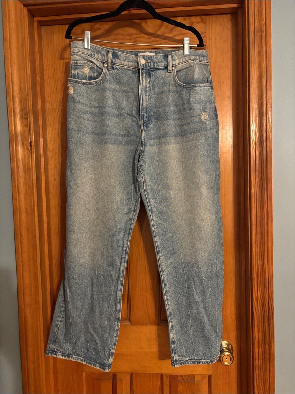 LOFT Washed Light-Blue Straight Leg Jeans